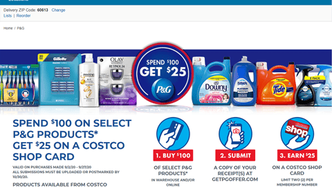 Costco P&G 'Spend $100' Shop